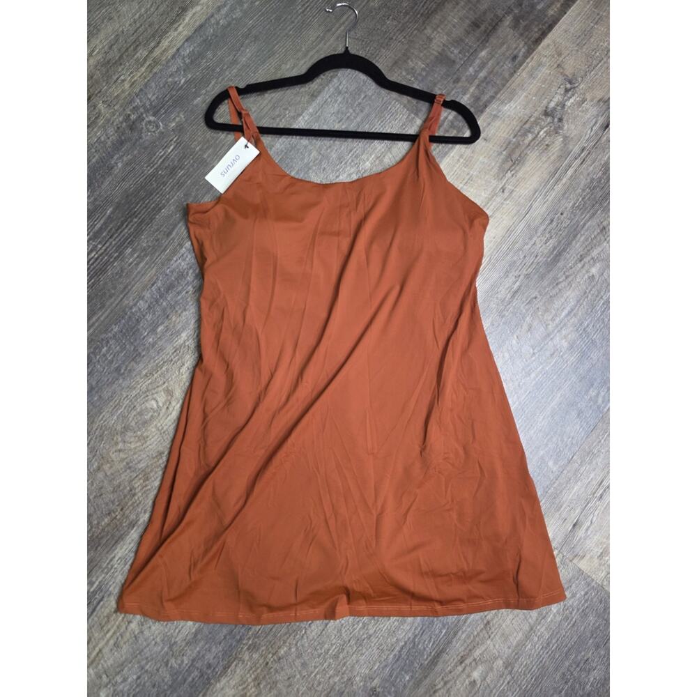 Ovruns Women's Exercise Tennis Dress Built-In Shorts XXL Rust Orange NWT